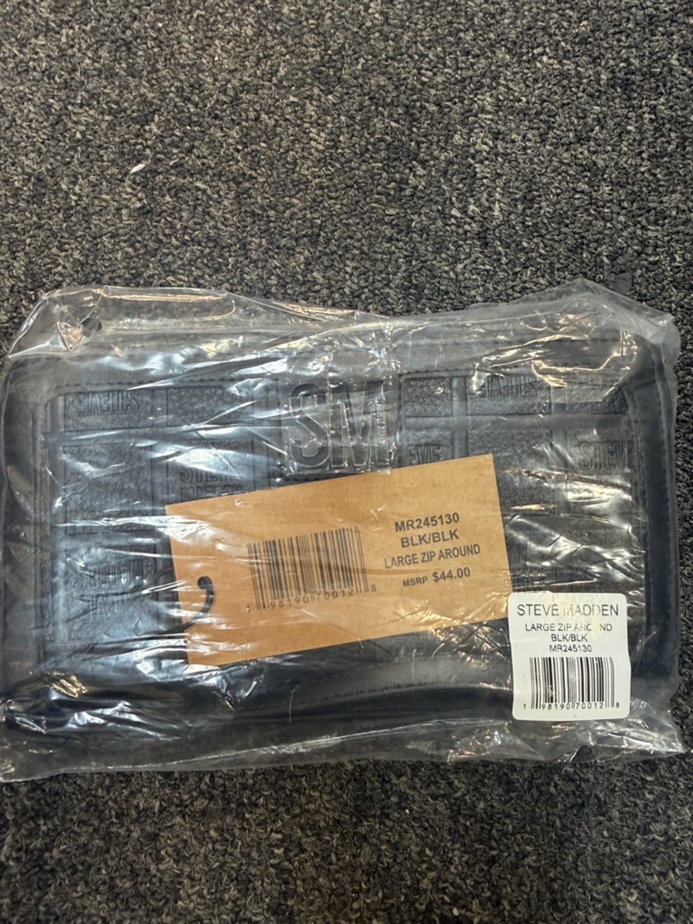 Steve Madden Black Large Zip Around Wallet